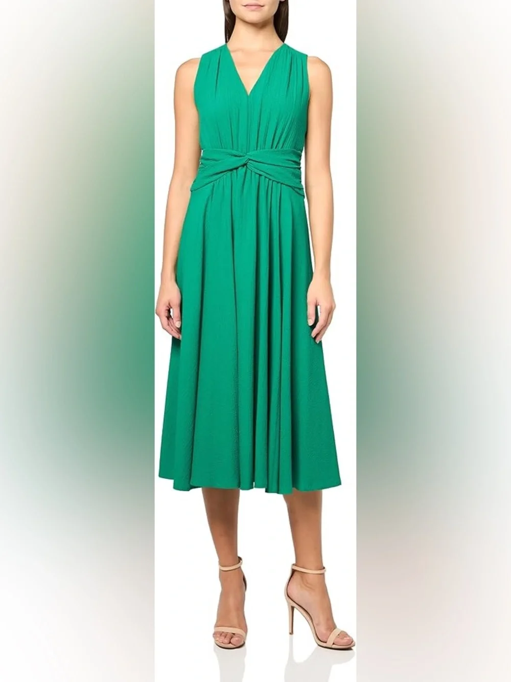 Calvin Klein Green V-Neck Knotted Waist Maxi Dress - Picture 7 of 7